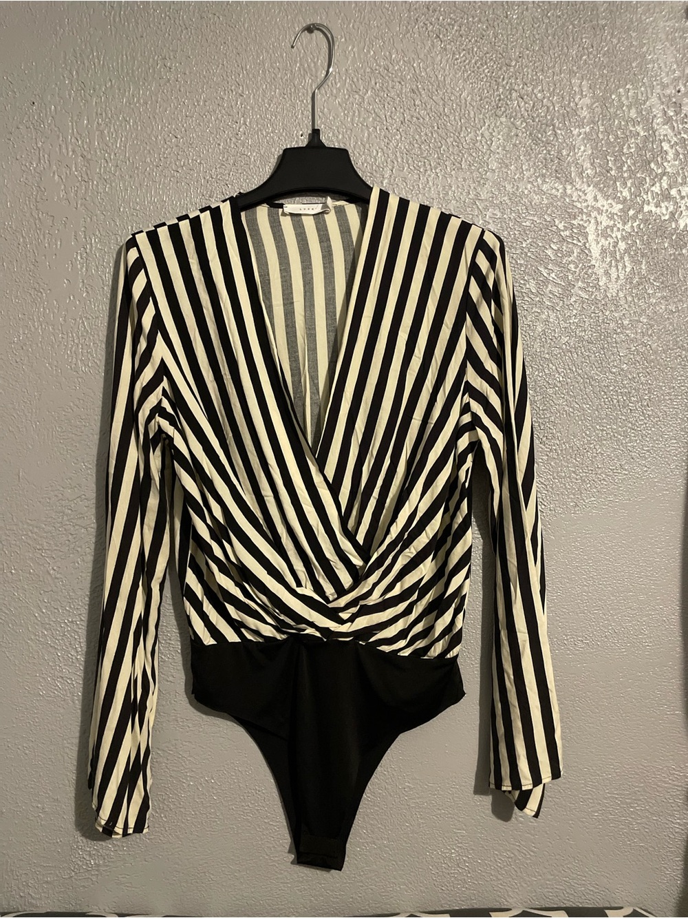 Black & White Striped Long-Sleeve One-Piece Bodysuit